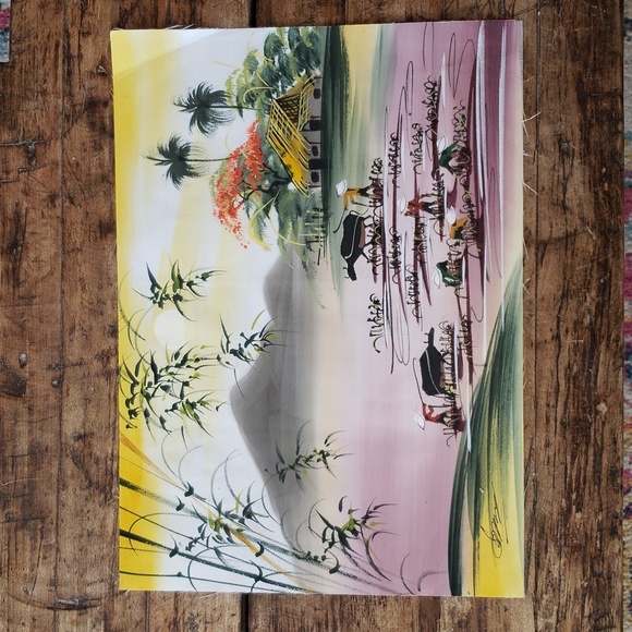 Vintage Asian Art signed - Picture 1 of 7